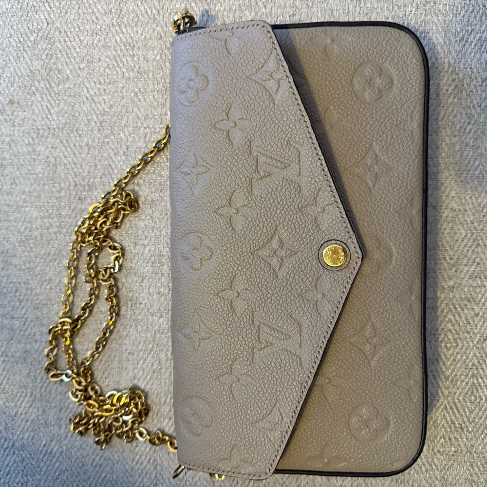 Louis Vuitton Turtledove Monogram Empreinte Leather Félicie Pochette Women's Bag